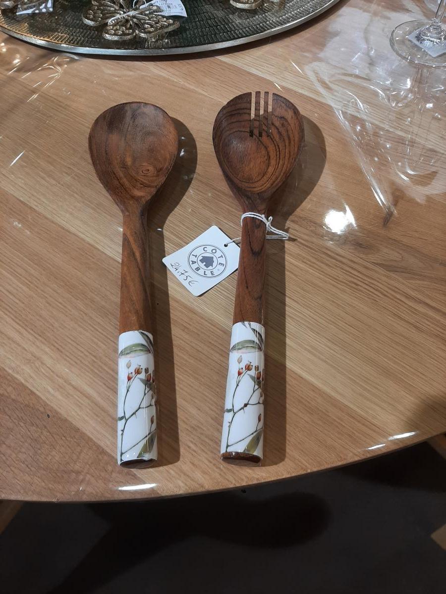 Set de couverts à salade en bois et céramique